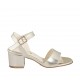 Sandalo da donna con cinturino in pelle laminata platino tacco 5 - Misure disponibili: 32, 33, 34, 42, 43, 44, 45, 46