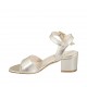 Sandalo da donna con cinturino in pelle laminata platino tacco 5 - Misure disponibili: 32, 33, 34, 42, 43, 44, 45, 46