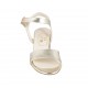 Sandalo da donna con cinturino in pelle laminata platino tacco 5 - Misure disponibili: 32, 33, 34, 42, 43, 44, 45, 46