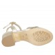 Sandalo da donna con cinturino in pelle laminata platino tacco 5 - Misure disponibili: 32, 33, 34, 42, 43, 44, 45, 46