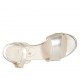 Sandalo da donna con cinturino in pelle laminata platino tacco 5 - Misure disponibili: 32, 33, 34, 42, 43, 44, 45, 46