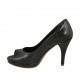 Zapato de salon abierto en punta para mujer con plataforma en piel negra tacon 9 - Tallas disponibles:  32, 33, 34, 44, 45, 46