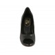 Escarpin à bout ouvert pour femmes avec plateau en cuir noir talon 9 - Pointures disponibles:  32, 33, 34, 44, 45, 46