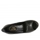 Zapato de salon abierto en punta para mujer con plataforma en piel negra tacon 9 - Tallas disponibles:  32, 33, 34, 44, 45, 46