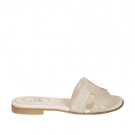 Sabot da donna in pelle laminata stampata platino tacco 1 - Misure disponibili: 42, 43, 47