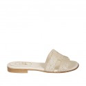 Sabot da donna in pelle laminata stampata platino tacco 1