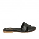 Mule ouvert pour femmes en cuir noir talon 1