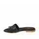 Mule ouvert pour femmes en cuir noir talon 1 - Pointures disponibles:  43, 46