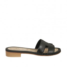 Sabot da donna in pelle nera tacco 2 - Misure disponibili: 33, 34, 42, 43, 44, 45, 46, 47