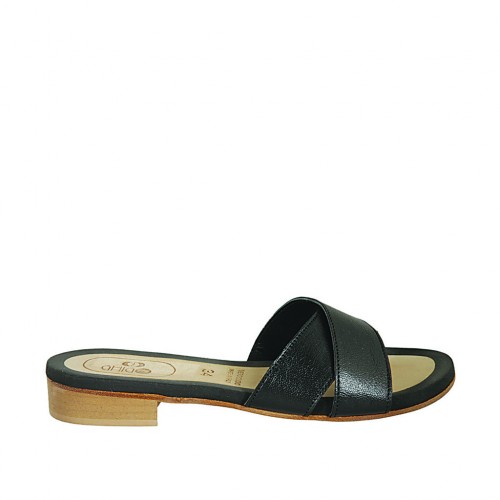Pantolette für Damen aus schwarzfarbigem Leder Absatz 2 - Verfügbare Größen:  34, 42, 43, 44, 46, 47