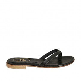 Mule entredoigt pour femmes en cuir noir talon 1 - Pointures disponibles:  42, 43, 44, 46
