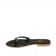 Sabot a infradito da donna in pelle nera tacco 1 - Misure disponibili: 42, 43, 44, 46