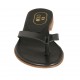 Woman's thong mules in black leather heel 1 - Available sizes:  42, 43, 44, 46
