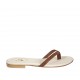 Mule entredoigt pour femmes en cuir brun clair talon 1 - Pointures disponibles:  33, 42, 43, 44, 46, 47