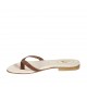 Sabot a infradito da donna in pelle color cuoio tacco 1 - Misure disponibili: 33, 42, 43, 44, 46, 47