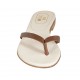 Sabot a infradito da donna in pelle color cuoio tacco 1 - Misure disponibili: 33, 42, 43, 44, 46, 47
