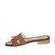 Damenpantolette aus hellbraunem Leder Absatz 2 - Verfügbare Größen:  43, 47