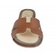Woman's mules in tan leather heel 2 - Available sizes:  43, 47