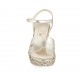 Sandale pour femmes en cuir lamé platine et tissu tressé avec courroie, plateforme et talon compensé 9 - Pointures disponibles:  31, 33, 34
