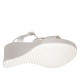 Sandalo da donna in pelle laminata e tessuto laminato argento con cinturino, plateau e zeppa 9 - Misure disponibili: 31, 33
