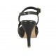 Woman's strap sandal in black leather with platform and heel 9 - Available sizes:  32, 33, 34, 42, 43, 47