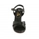 Sandale pour femmes en cuir noir avec courroie, plateforme et talon 9 - Pointures disponibles:  32, 33, 34, 42, 43, 47