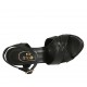 Woman's strap sandal in black leather with platform and heel 9 - Available sizes:  32, 33, 34, 42, 43, 47