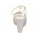 Woman's T-strap sandal in white leather and silver laminated fabric with platform and wedge heel 9 - Available sizes:  31, 34