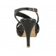 Sandalo da donna in pelle nera con plateau e tacco 9 - Misure disponibili: 32, 33, 34, 42, 43, 44, 45, 46