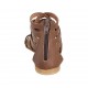 Woman's thong open shoe with zipper in brown leather heel 1 - Available sizes:  34, 45