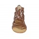Scarpa aperta infradito da donna con cerniera in pelle color cuoio tacco 1 - Misure disponibili: 33, 34, 42, 43, 44, 45