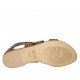 Scarpa aperta infradito da donna con cerniera in pelle color cuoio tacco 1 - Misure disponibili: 33, 34, 42, 43, 44, 45