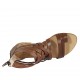 Woman's thong open shoe with zipper in brown leather heel 1 - Available sizes:  34, 45