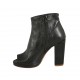 Scarpa aperta da donna in pelle nera con cerniera, plateau e tacco grosso 10 - Misure disponibili: 32, 33, 34, 42, 43