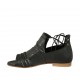 Scarpa aperta da donna in pelle nera con lacci e tacco 1 - Misure disponibili: 33, 34, 42, 43, 44, 45, 47