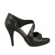 Scarpa aperta da donna in pelle nera con plateau e tacco 9 - Misure disponibili: 32, 33, 34, 42, 43, 45, 47