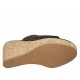 Woman's open mules in black-colored pierced leather with platform and wedge heel 9 - Available sizes:  42, 43, 44
