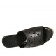 Woman's open mules in black-colored pierced leather with platform and wedge heel 9 - Available sizes:  42, 43, 44