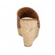Mule ouvert pour femmes en cuir perforé brun clair avec plateforme et talon compensé 9 - Pointures disponibles:  42, 43, 44