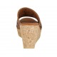 Sabot aperto da donna in pelle forata cuoio con plateau e zeppa 7 - Misure disponibili: 32, 42, 43, 44