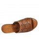 Sabot aperto da donna in pelle forata cuoio con plateau e zeppa 7 - Misure disponibili: 32, 42, 43, 44