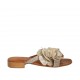 Sabot da donna con fiore in pelle laminata e stampata platino e taupe tacco 2 - Misure disponibili: 42