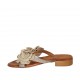 Sabot da donna con fiore in pelle laminata e stampata platino e taupe tacco 2 - Misure disponibili: 42