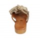 Sabot da donna con fiore in pelle laminata e stampata platino e taupe tacco 2 - Misure disponibili: 42