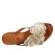 Sabot da donna con fiore in pelle laminata e stampata platino e taupe tacco 2 - Misure disponibili: 42