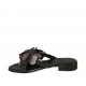 Sabot da donna con fiore in pelle laminata canna di fucile e pelle stampata nera tacco 2 - Misure disponibili: 33, 34