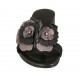 Sabot da donna con fiore in pelle laminata canna di fucile e pelle stampata nera tacco 2 - Misure disponibili: 33, 34