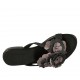 Sabot da donna con fiore in pelle laminata canna di fucile e pelle stampata nera tacco 2 - Misure disponibili: 33, 34
