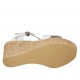 Sandalo da donna con cinturino in pelle stampata bianca e camoscio stampato a righe con plateau e zeppa 7 - Misure disponibili: 32, 33