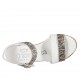Sandale pour femmes avec courroie en cuir imprimé blanc et daim imprimé rayé avec plateforme et talon compensé 7 - Pointures disponibles:  32, 33